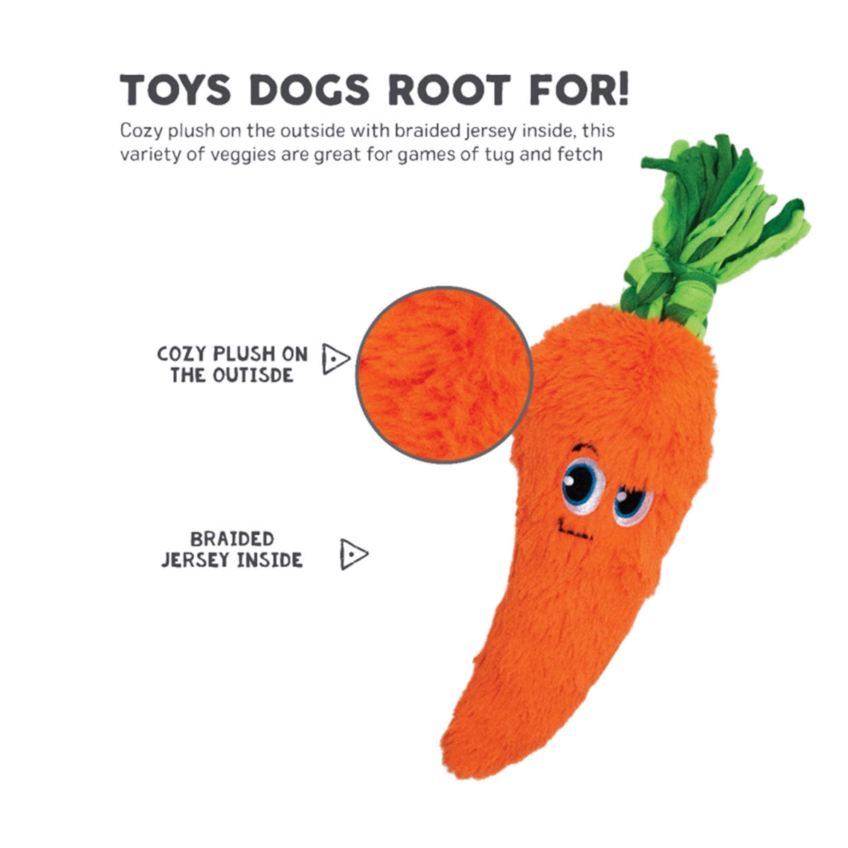 Outward Hound Fetchtables  Carrot  |  Squeaky Plush Toy
