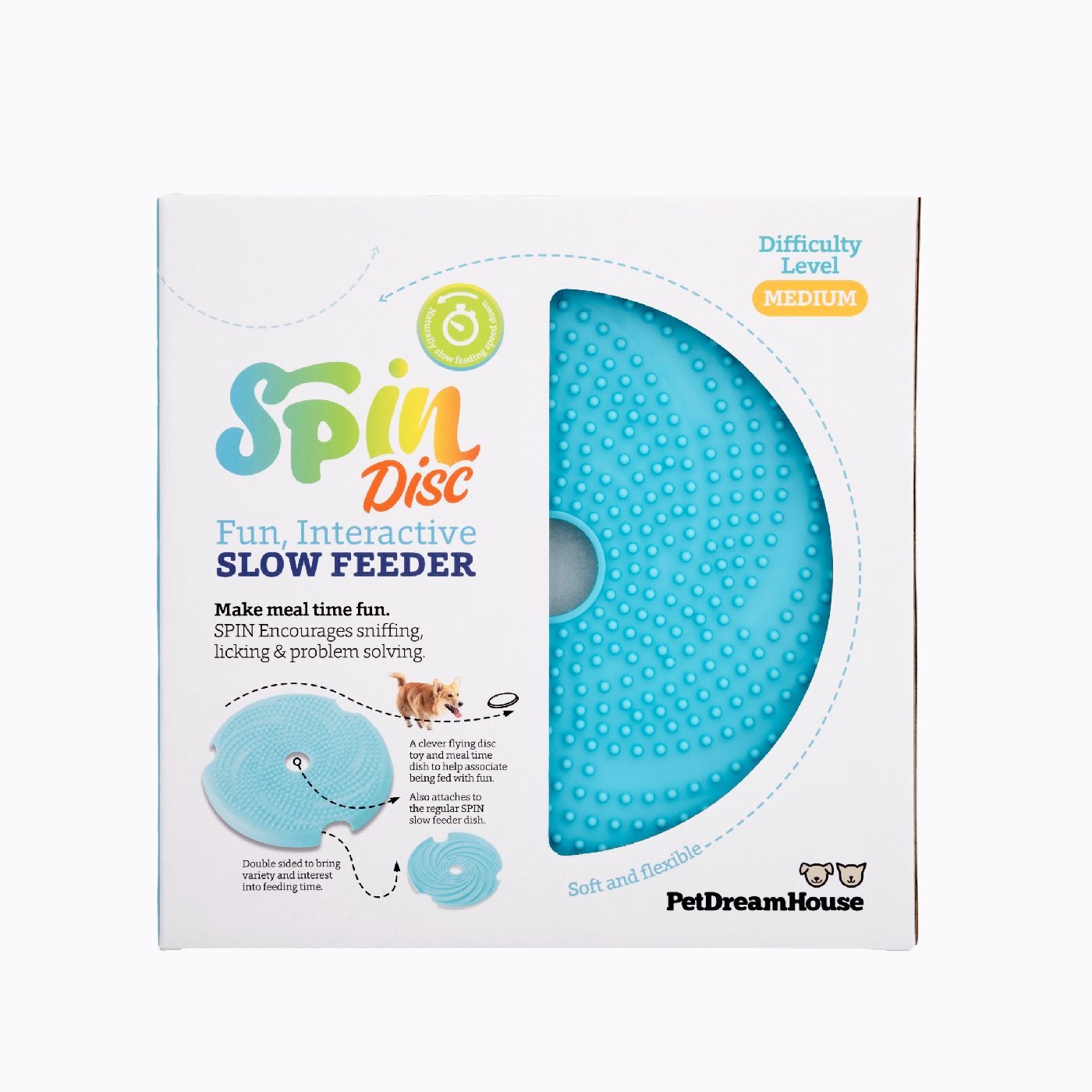 SPIN 2-in-1 Slow Feeder & Lick Pad Frisbee  |  Interactive Feeding Mat