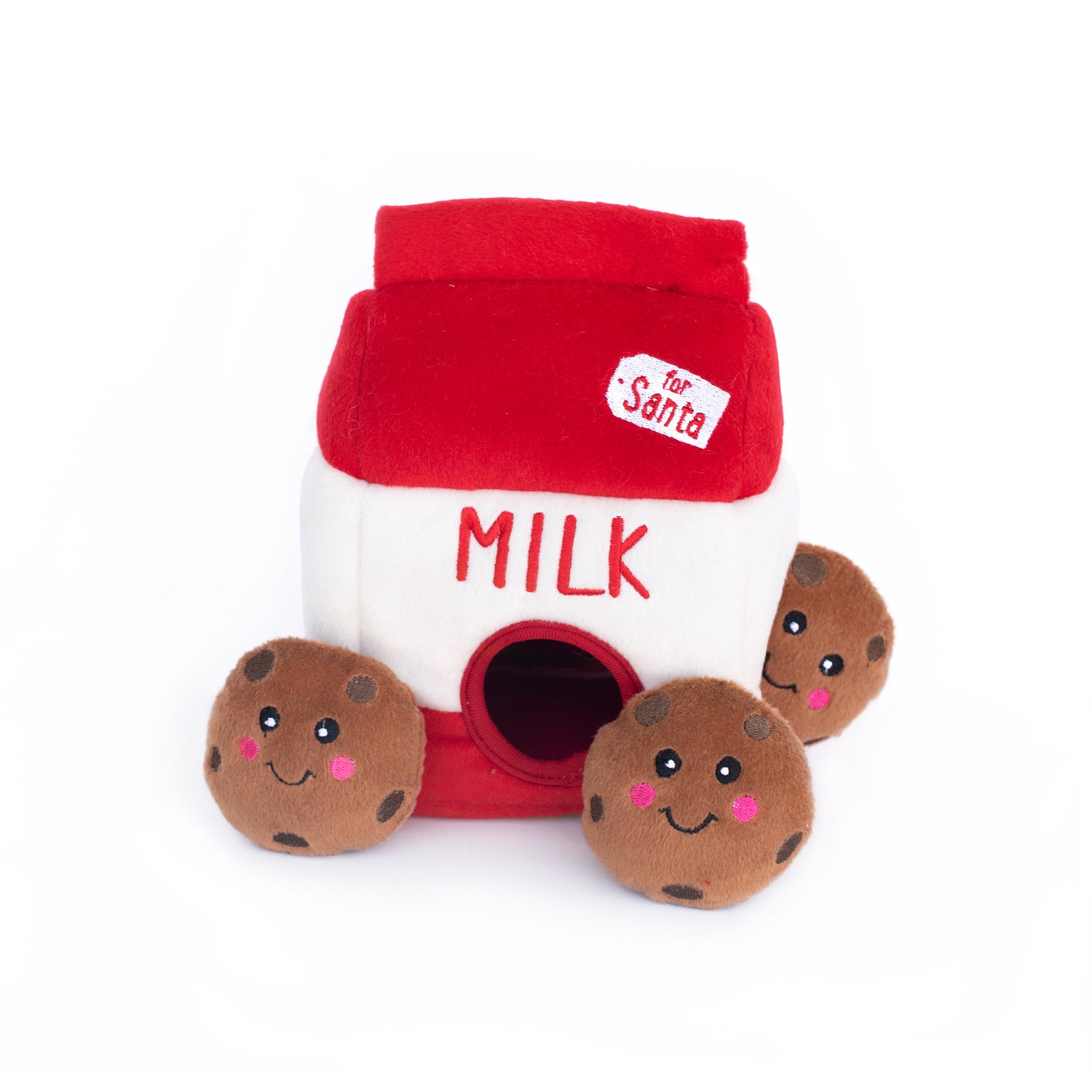 ZippyPaws Holiday Zippy Burrow  Santa's Milk and Cookies  |  Interactive Plush Puzzle Toy