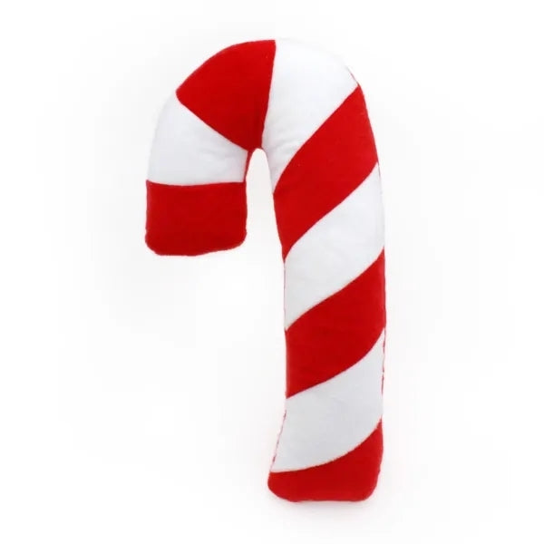ZippyPaws Holiday Jigglerz  Candy Cane  |  Shakeable Squeaky Plush Toy