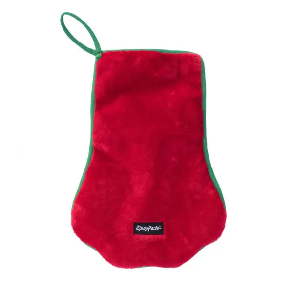 ZippyPaws Holiday Stocking  Red Paw  |  Present Stocking for Dogs