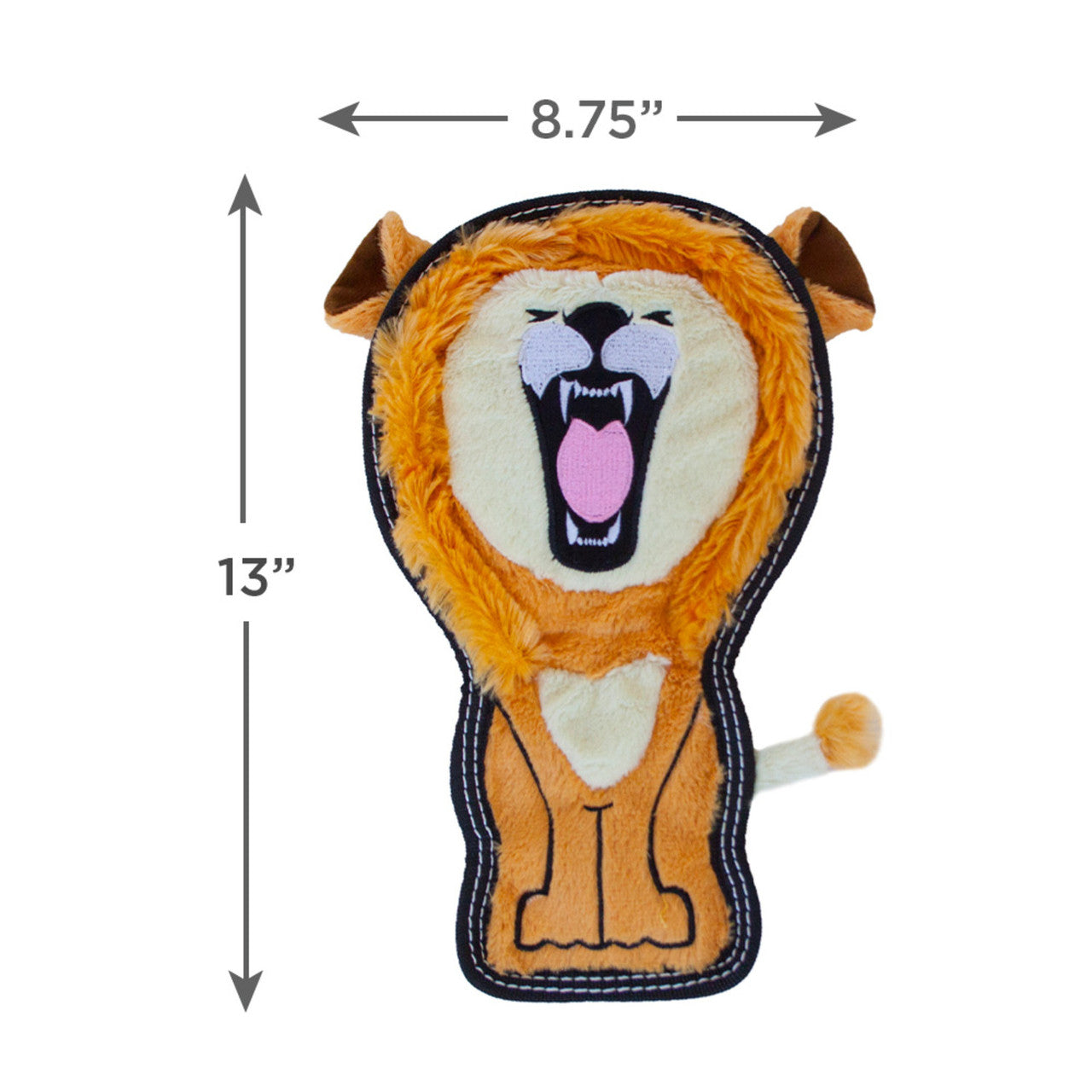 Outward Hound Tough Seamz  Lion Medium  |  No-Stuffing Squeaky Plush Toy