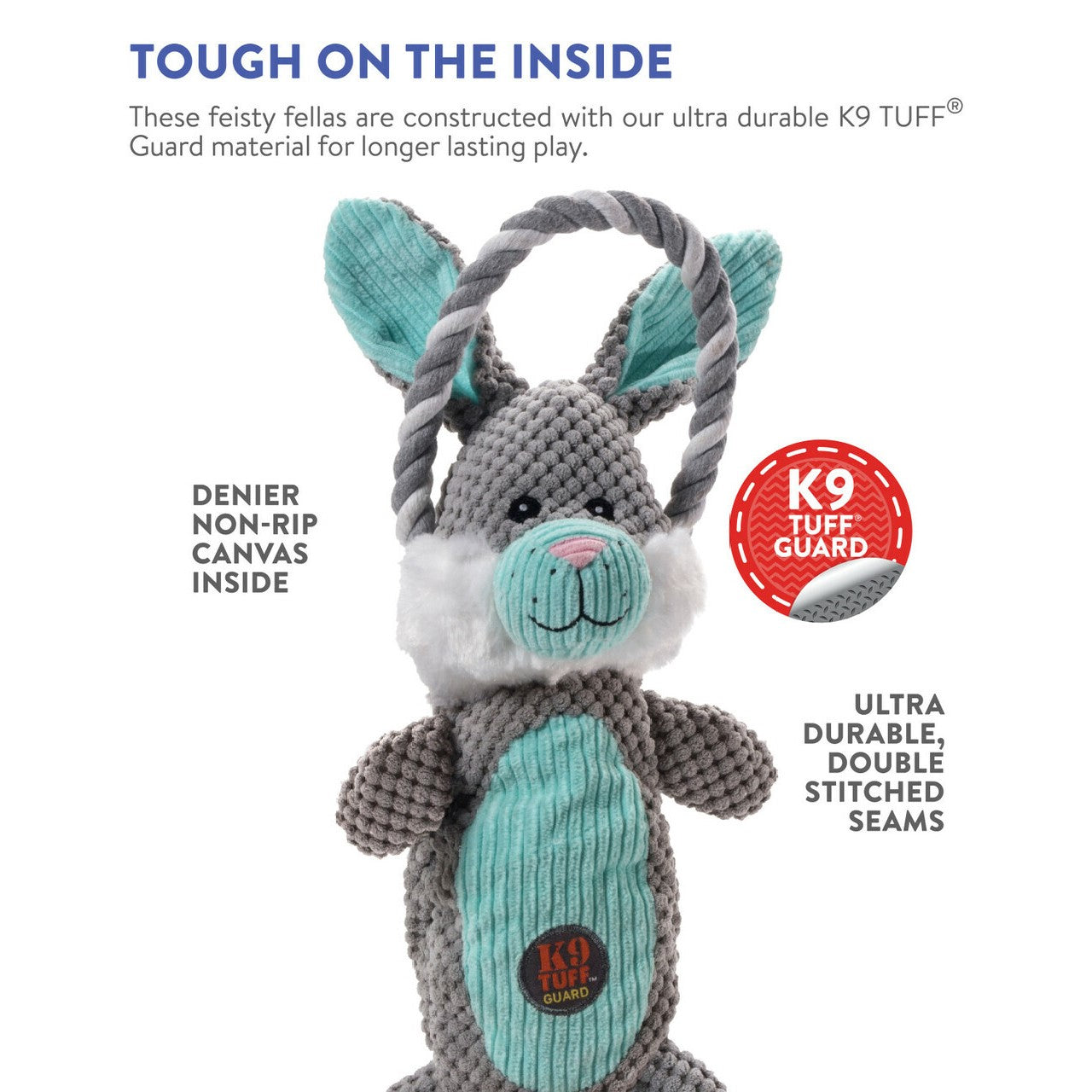 Charming Pet Scrunch Bunch  Bunny  |  Plush Squeaky Dog Toy