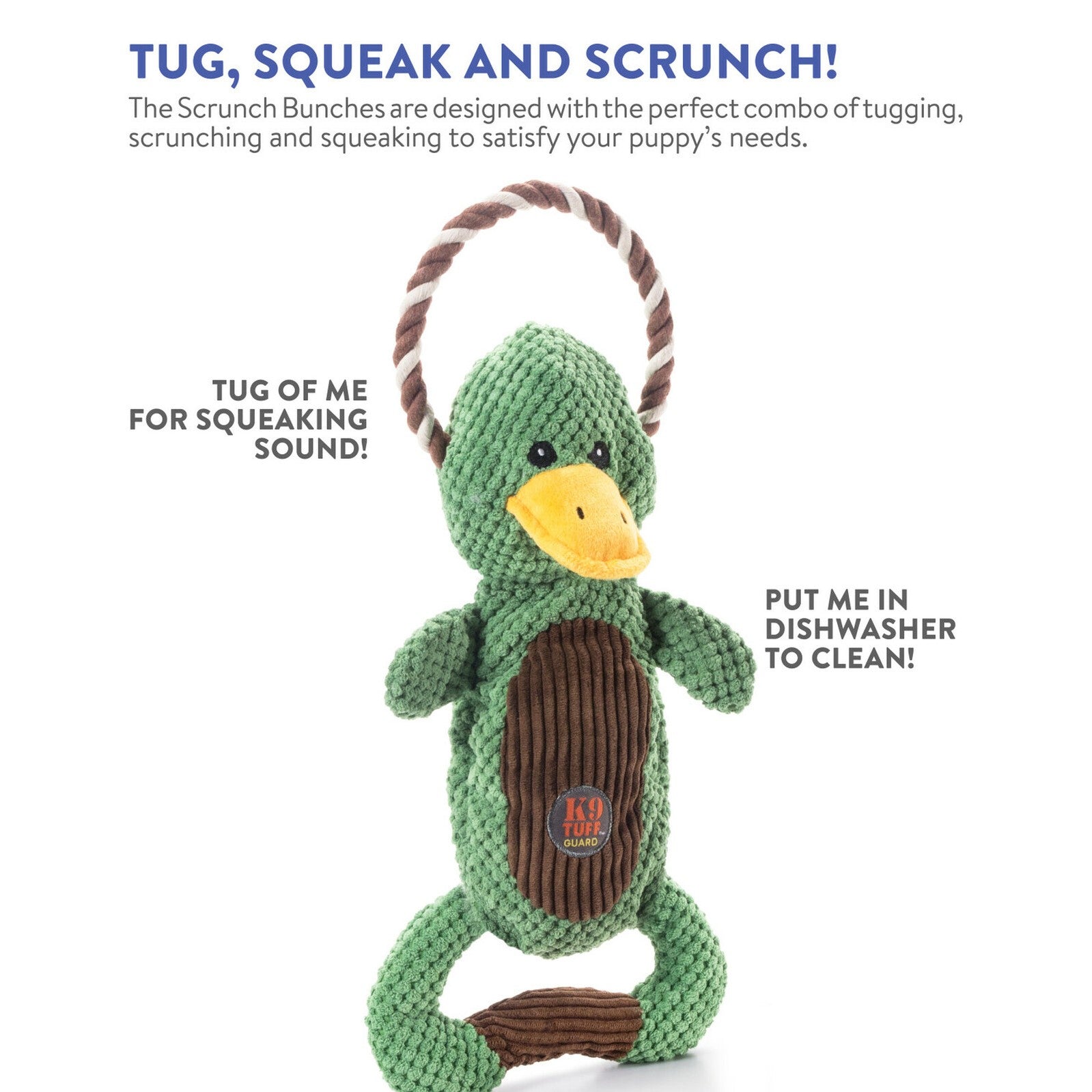 Charming Pet Scrunch Bunch  Duck  |  Plush Squeaky Dog Toy