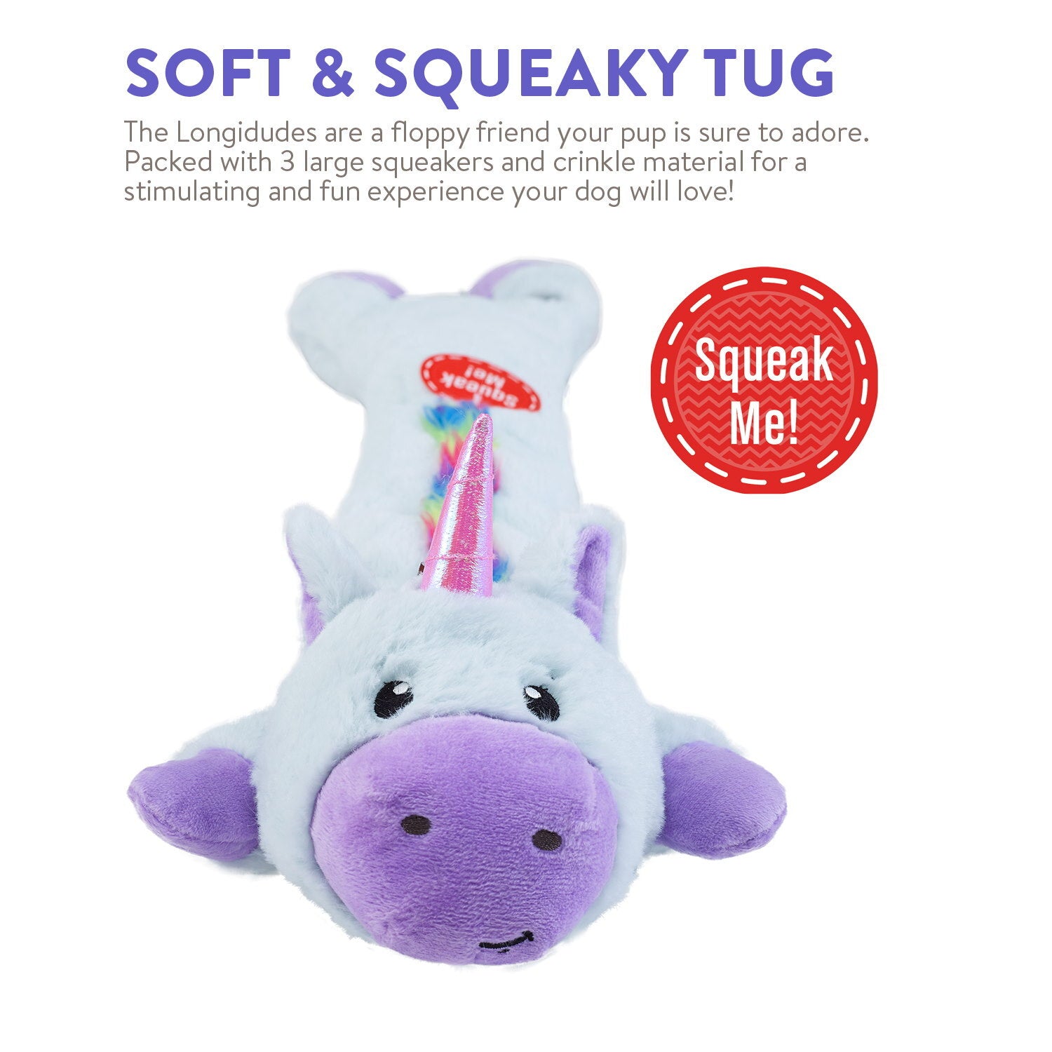 Charming Pet Longidudes  Unicorn  |  Extra Long Plush Squeaky Dog Toy