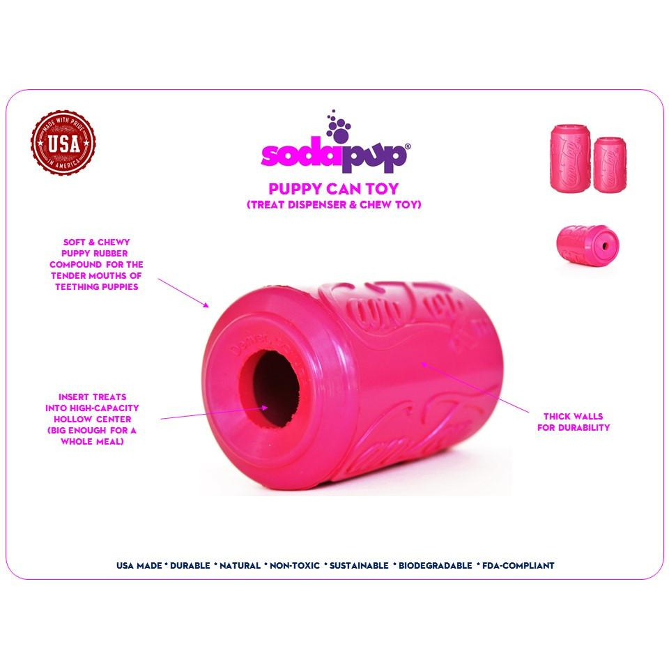 SodaPup Puppy Can Treat Dispenser  |  Durable Rubber Dog Chew Toy