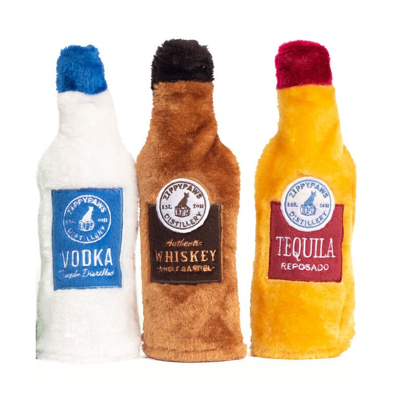 ZippyPaws Happy Hour Crusherz  Spirits  |  Plush Squeaky Bottle Toys
