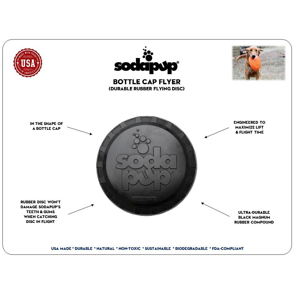 SodaPup Magnum Bottle Top Flyer  |  Ultra Durable Rubber Retrieving Frisbee