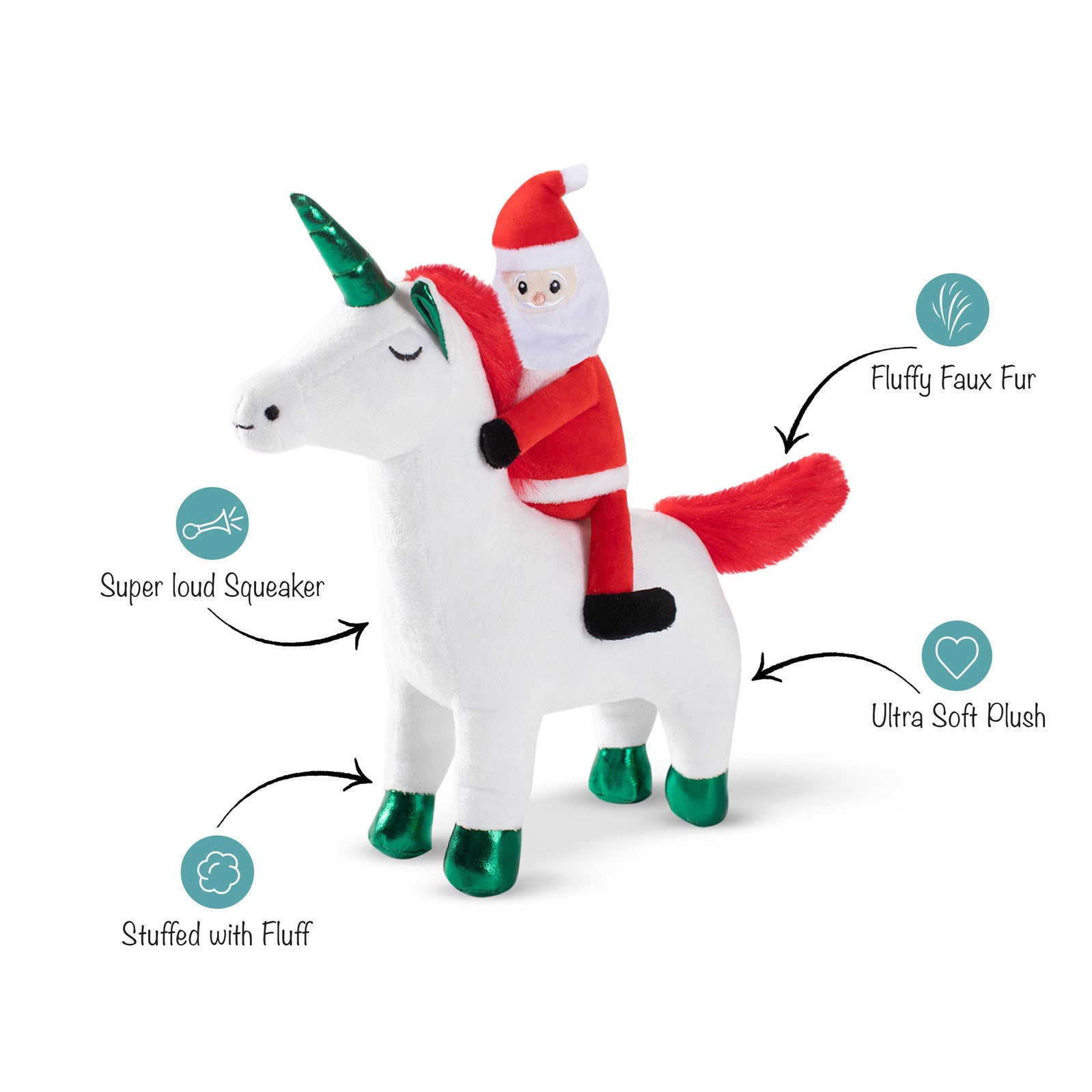 Fringe Studio PetShop Santa's Magical Ride Unicorn  |  Squeaky Plush Toy