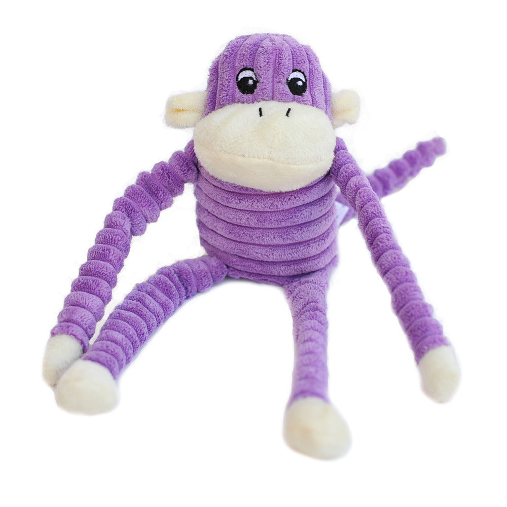 ZippyPaws Spencer the Monkey  Purple  |  Crinkle Squeaky Plush Toy
