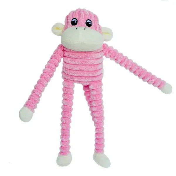 ZippyPaws Spencer the Monkey  Pink  |  Crinkle Squeaky Plush Toy