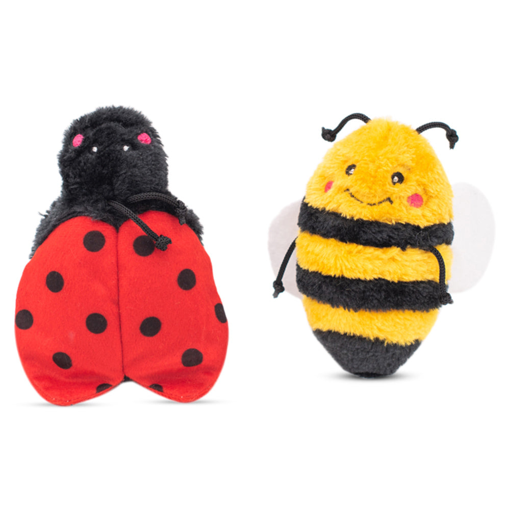 ZippyPaws Crinkle Bee and Ladybug  |  Squeaky Plush Toy