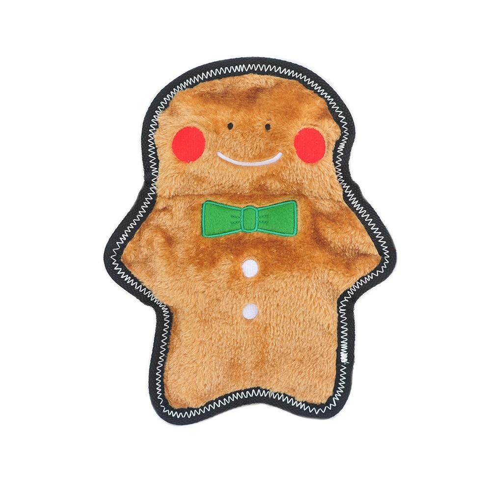 ZippyPaws Z-Stitch® Gingerbread Man  |  No-Stuffing Durable Squeaky Plush Toy