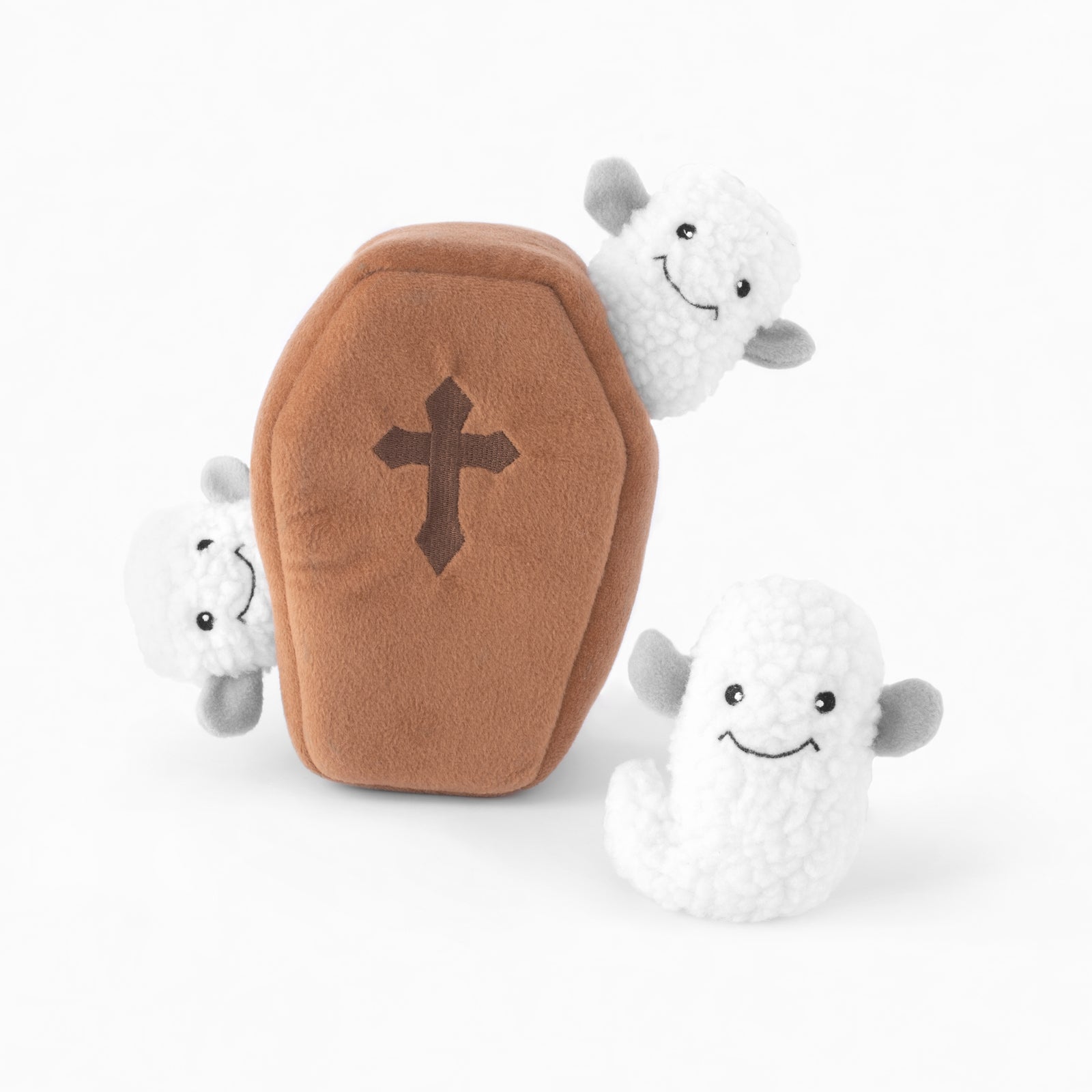 ZippyPaws Zippy Burrow  Coffin with Ghosts  |  Interactive Plush Puzzle Toy