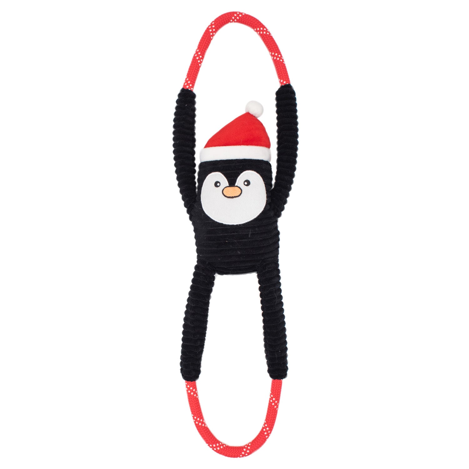 ZippyPaws Christmas Holiday RopeTugz  Penguin  |  Plush Squeaky Tug Toy
