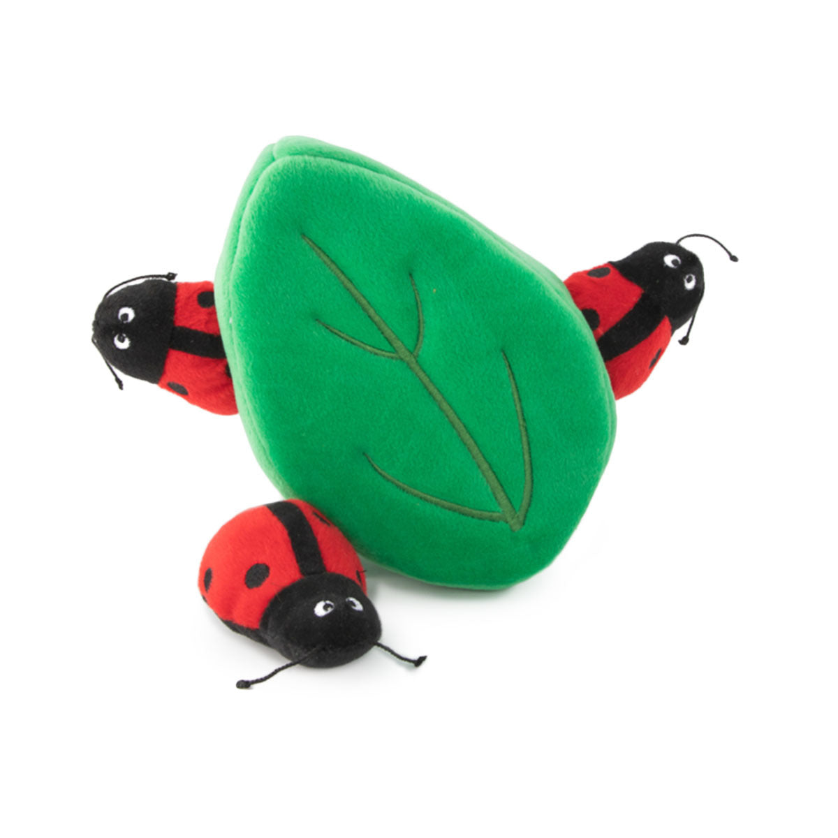 ZippyPaws Zippy Burrow  Ladybugs In Leaf  |  Interactive Plush Puzzle Toy