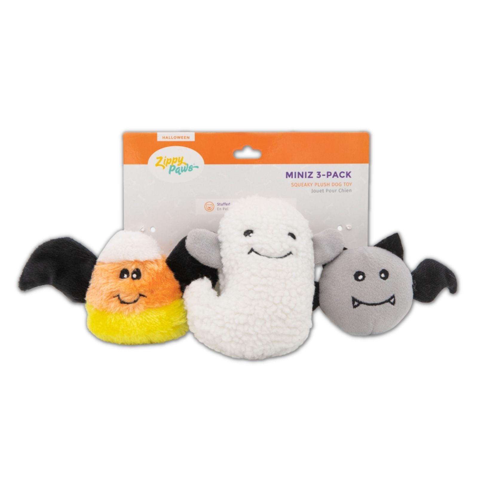 ZippyPaws Halloween Miniz  Flying Frights 3 Pack  |  Mini Squeaky Plush Toy Set