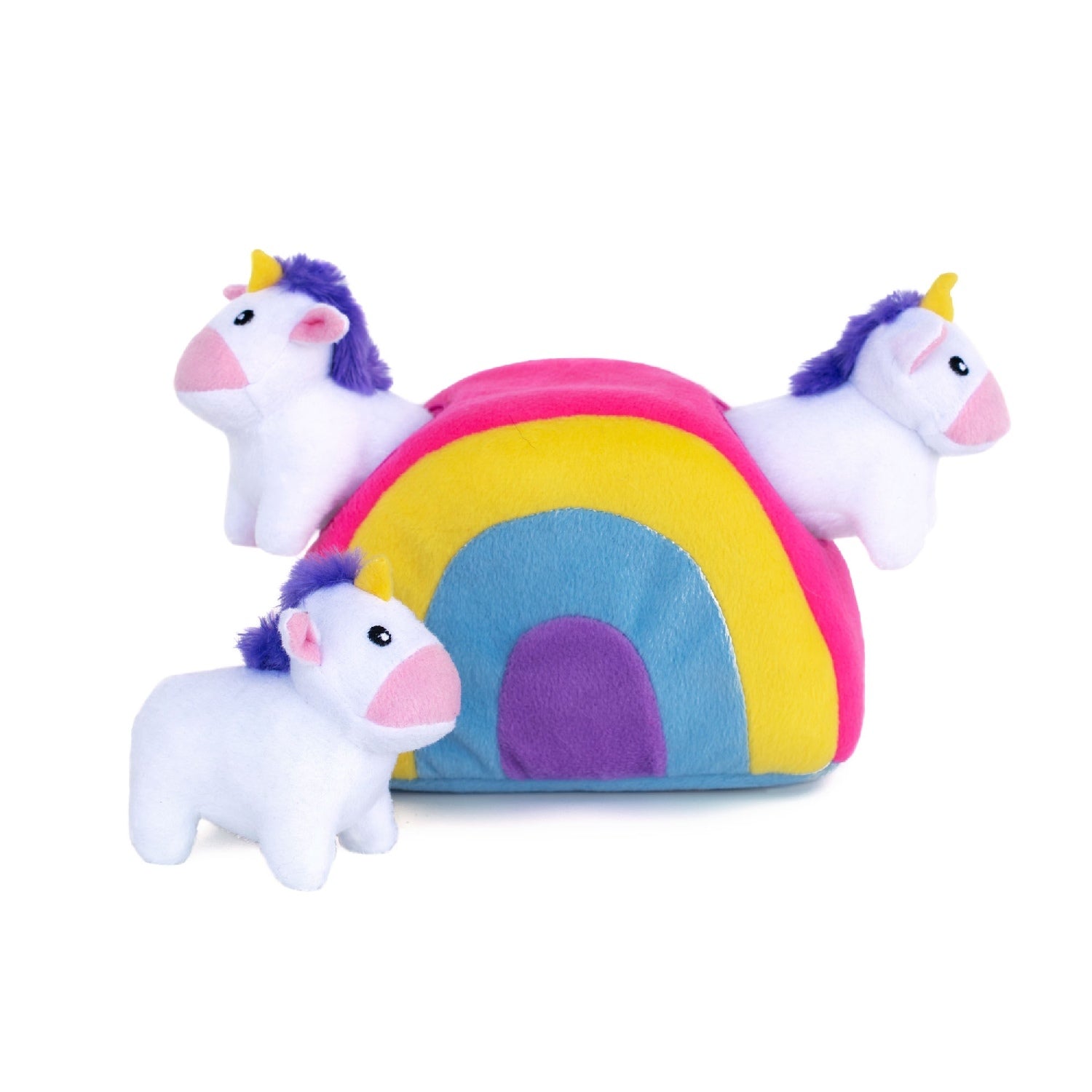 ZippyPaws Zippy Burrow  Unicorns in Rainbow  |  Interactive Plush Puzzle Toy