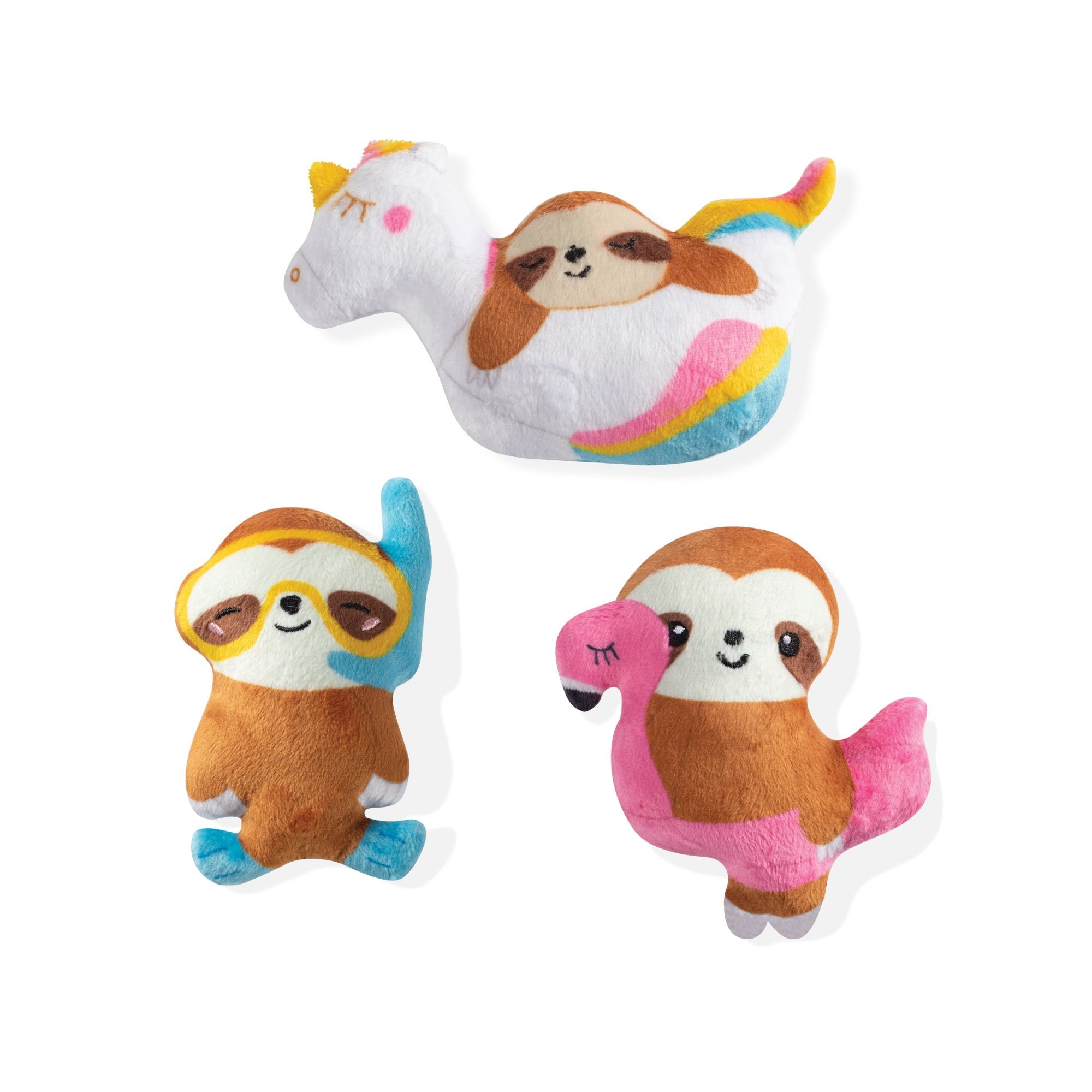 Fringe Studio PetShop Summer Sloths  |  Mini Squeaky Plush Toy Set